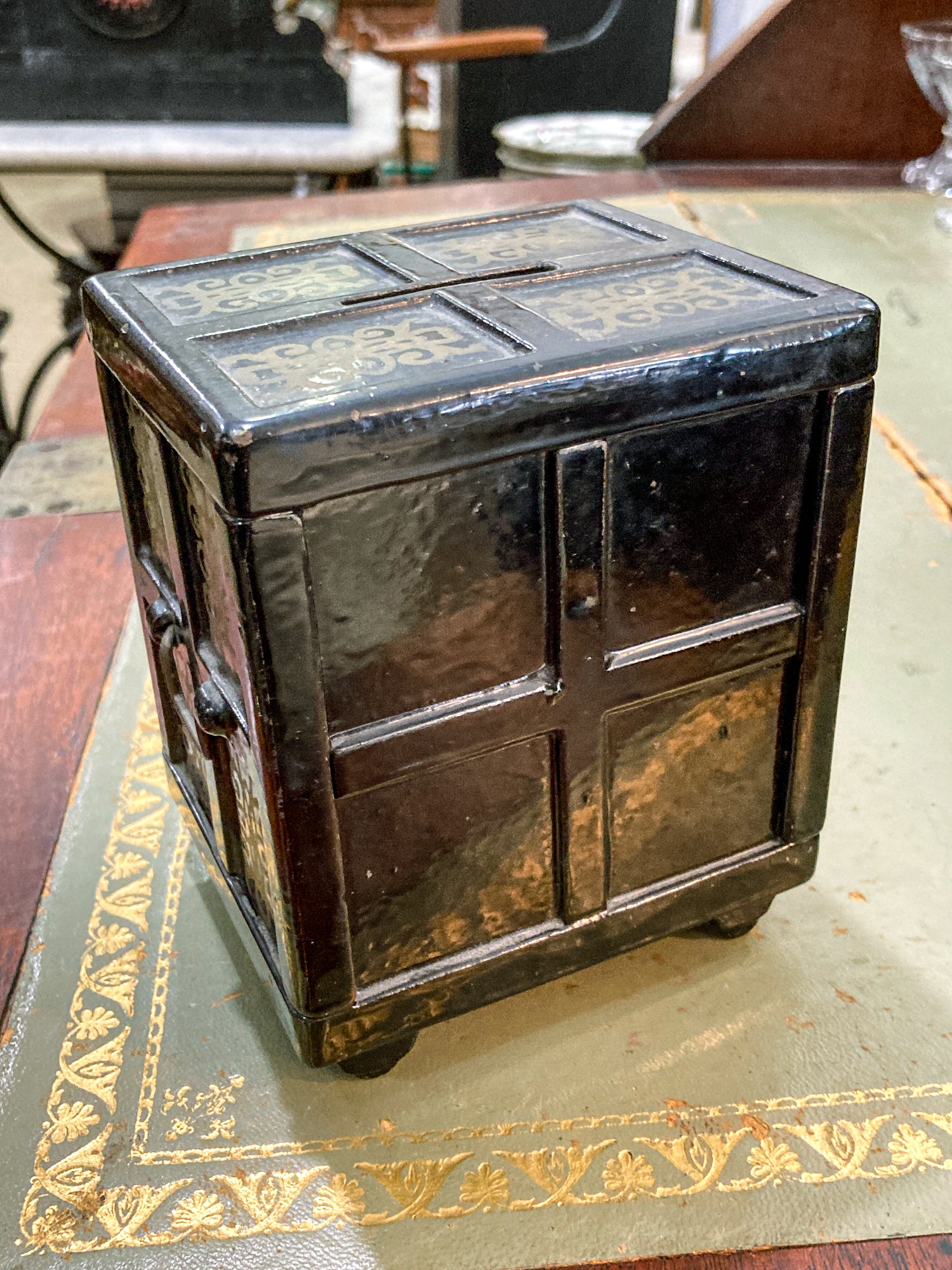 Antique 1890s Henry Hart Co Cast Iron Safe Coin Deposit Still Piggy Bank