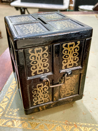 Antique 1890s Henry Hart Co Cast Iron Safe Coin Deposit Still Piggy Bank