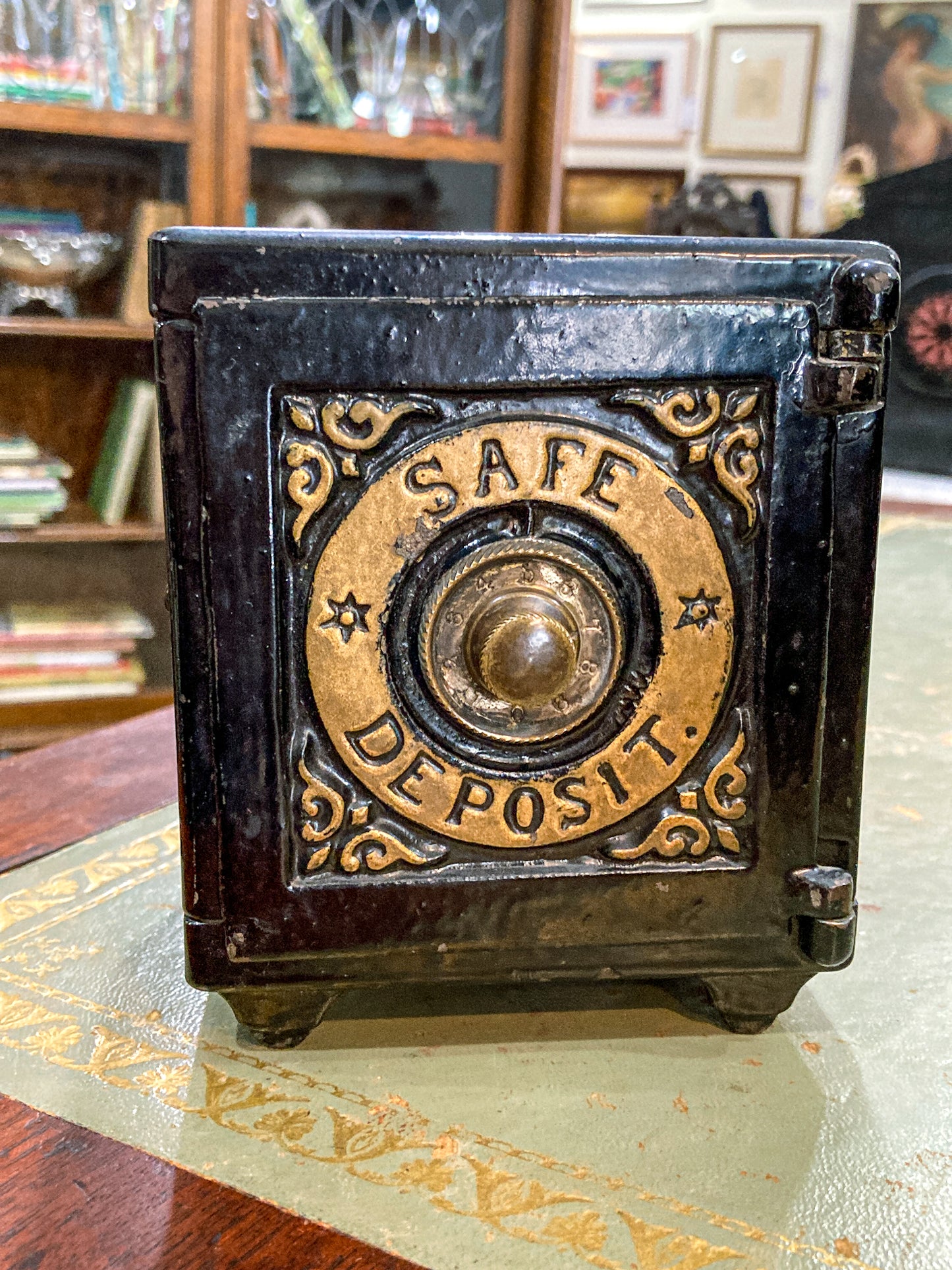 Antique 1890s Henry Hart Co Cast Iron Safe Coin Deposit Still Piggy Bank