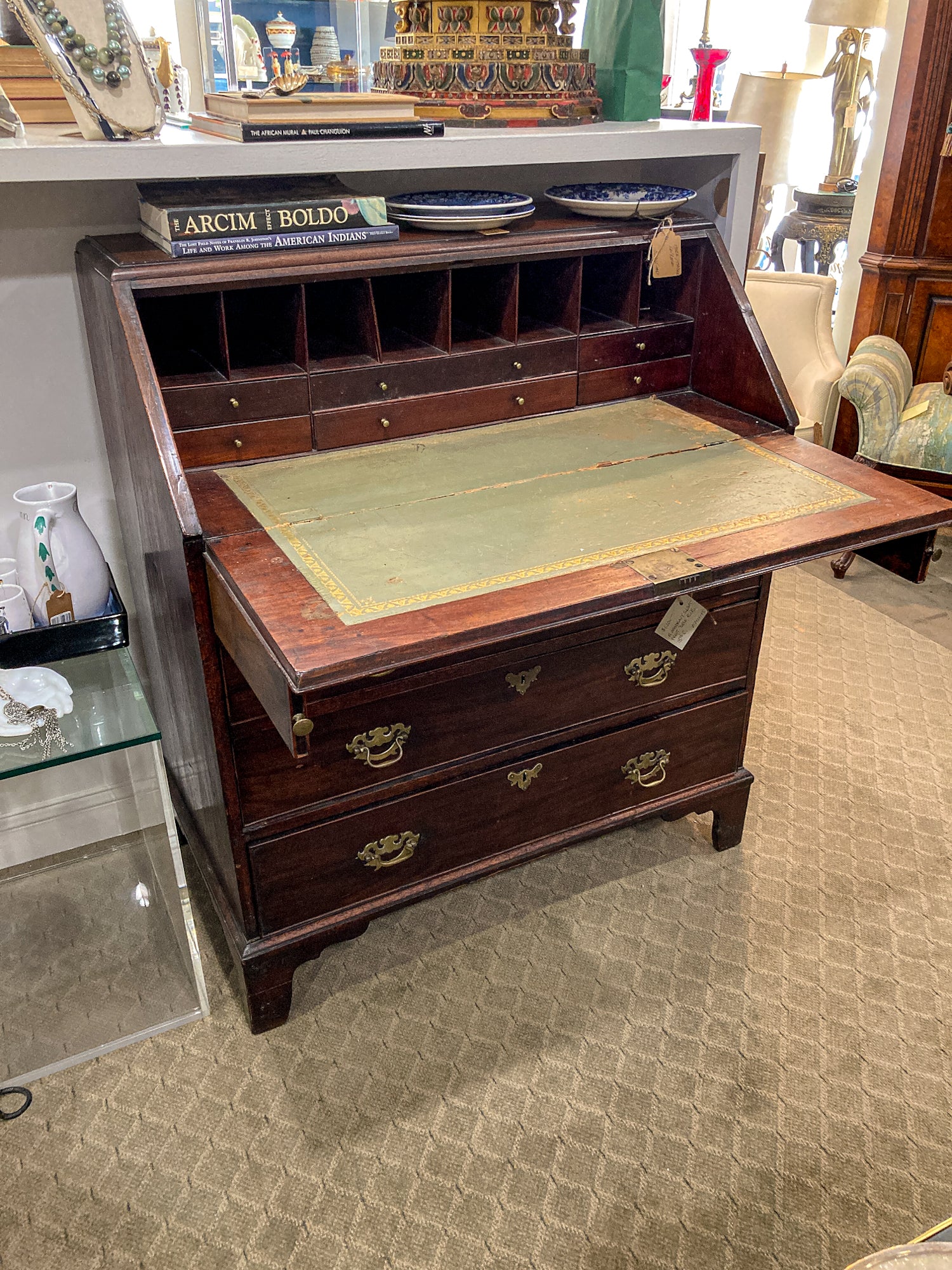 Antique 18th Century English Mahogany Slant Front Dresser Writing Desk