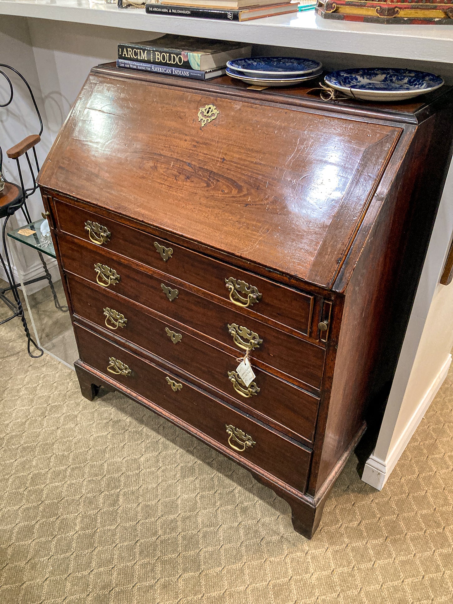 Antique 18th Century English Mahogany Slant Front Dresser Writing Desk