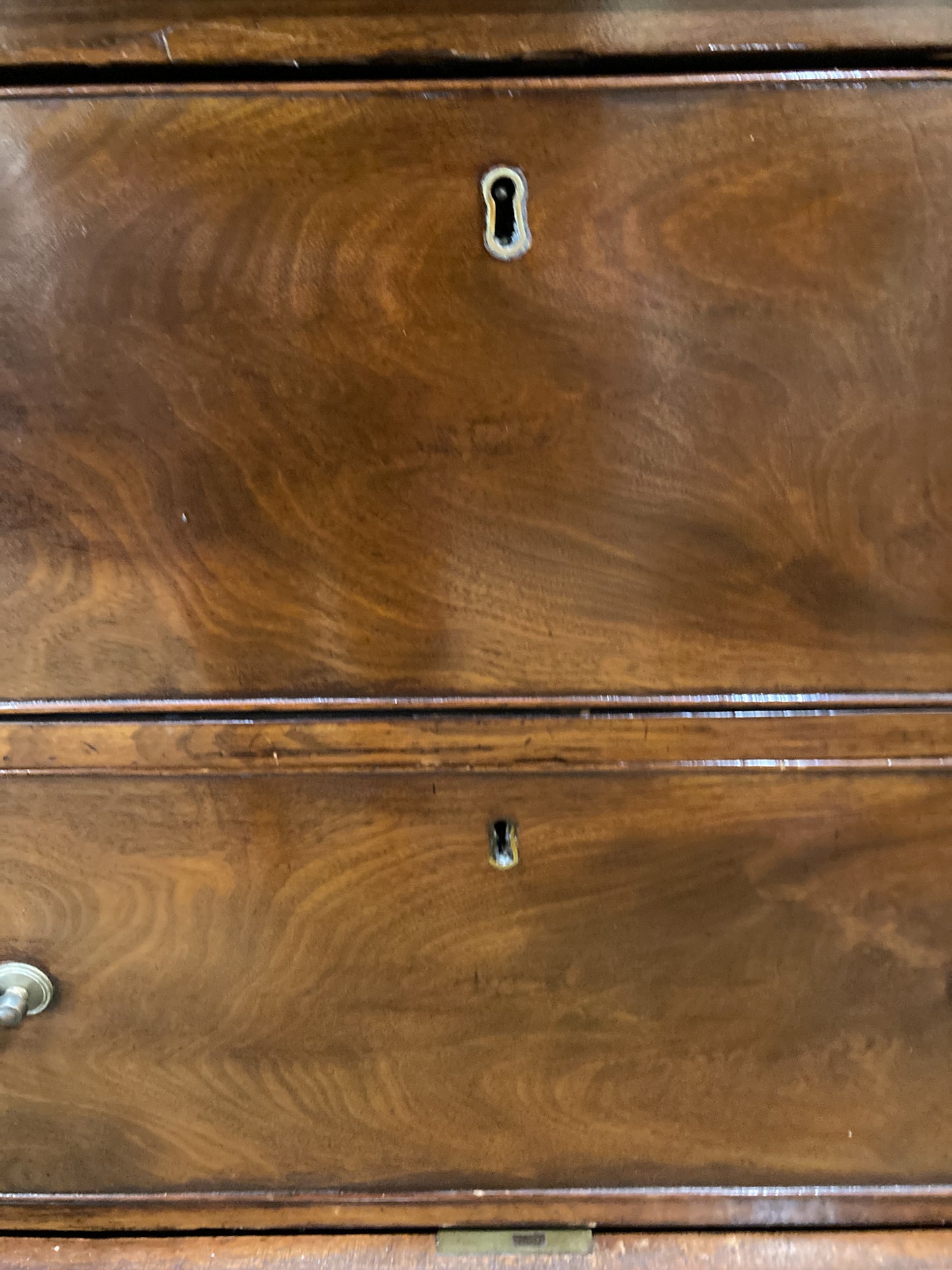 Antique 18th Century Linen Press Mahogany Wood Closed Bookcase Cabinet
