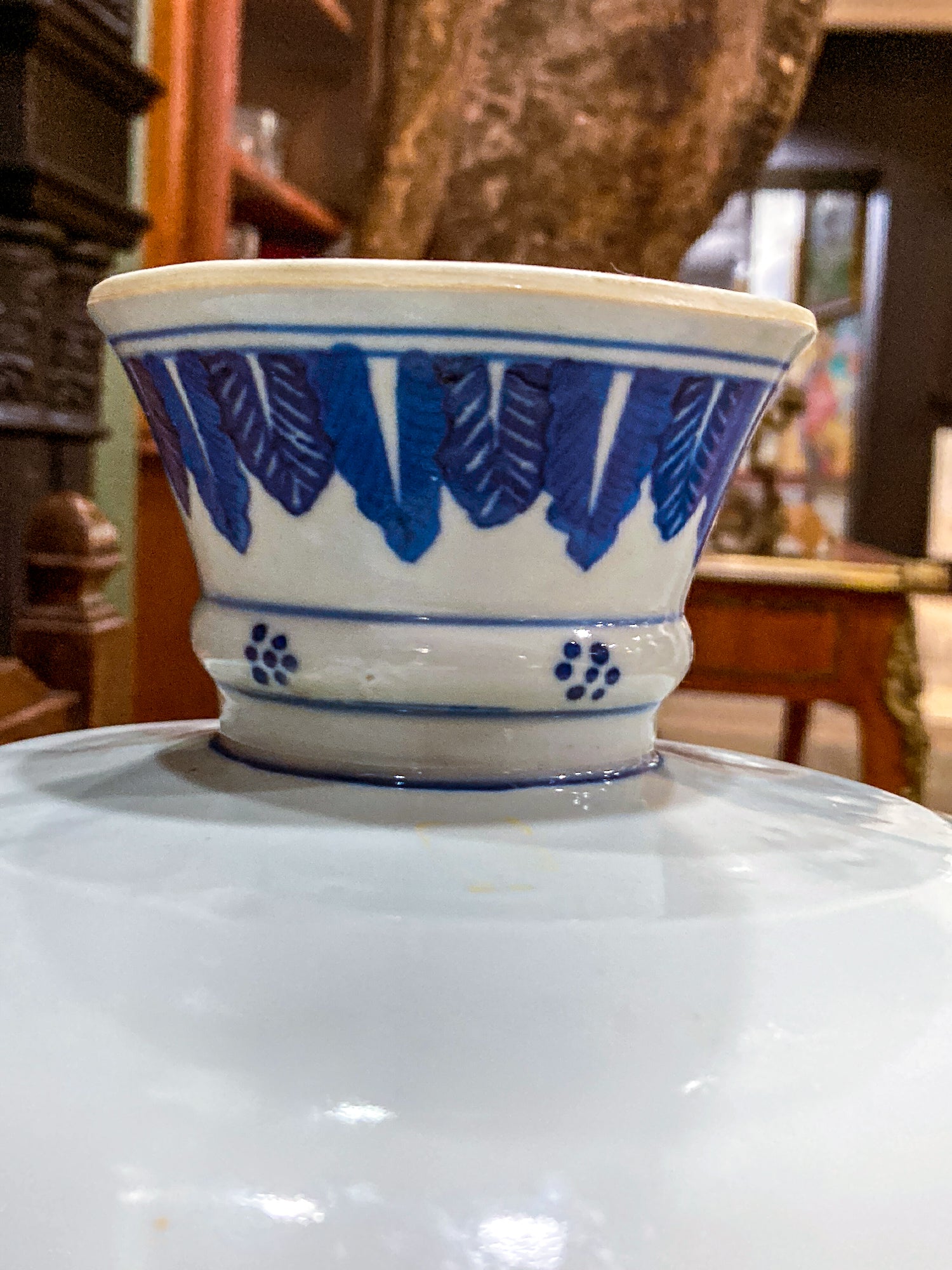 Antique 1900 Pair Blue White Chinese Porcelain Tazza Footed Dishes
