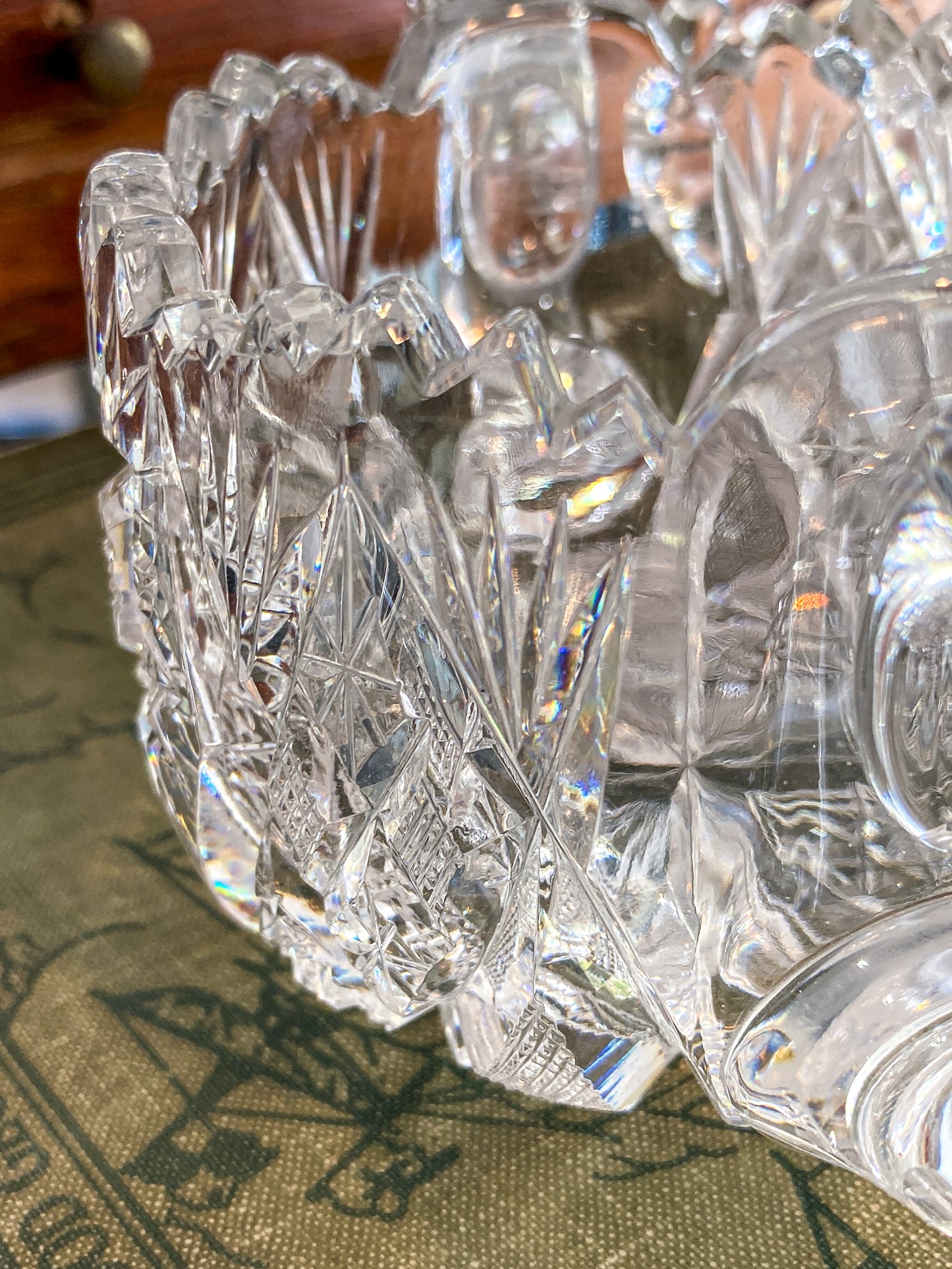 Antique 1900s American Brilliant Clear Cut Glass Sugar Creamer Set