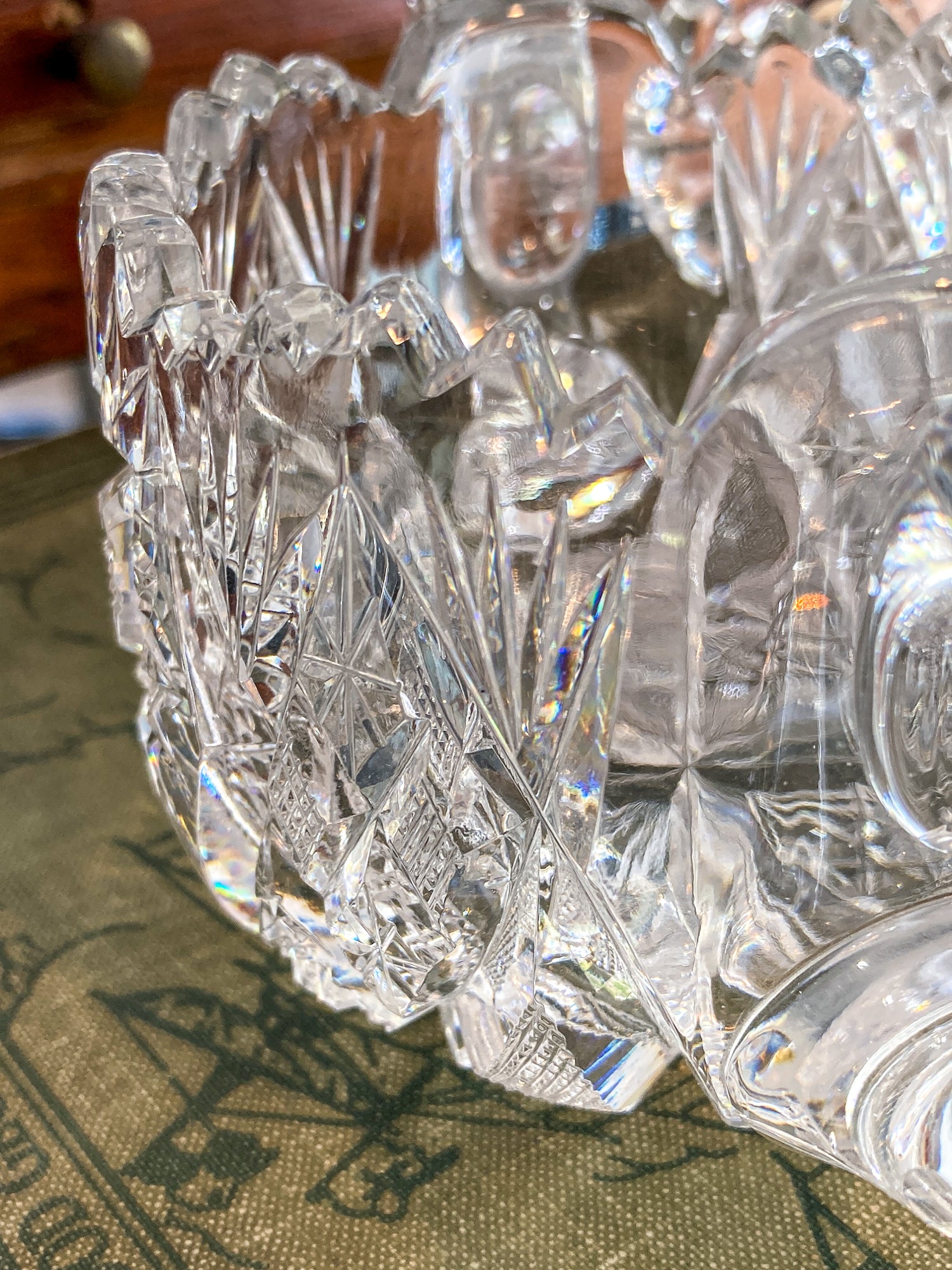 Antique 1900s American Brilliant Clear Cut Glass Sugar Creamer Set