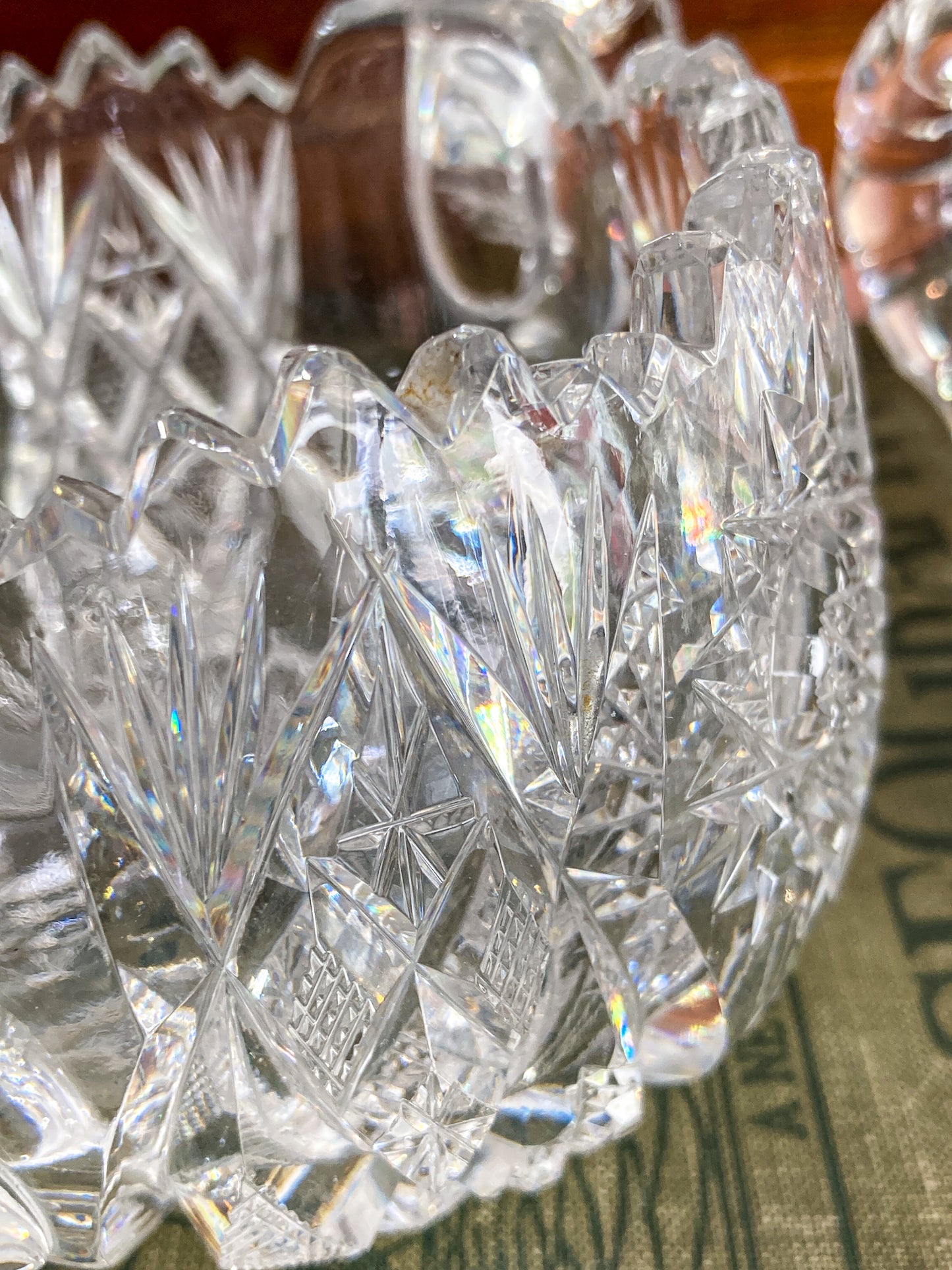 Antique 1900s American Brilliant Clear Cut Glass Sugar Creamer Set