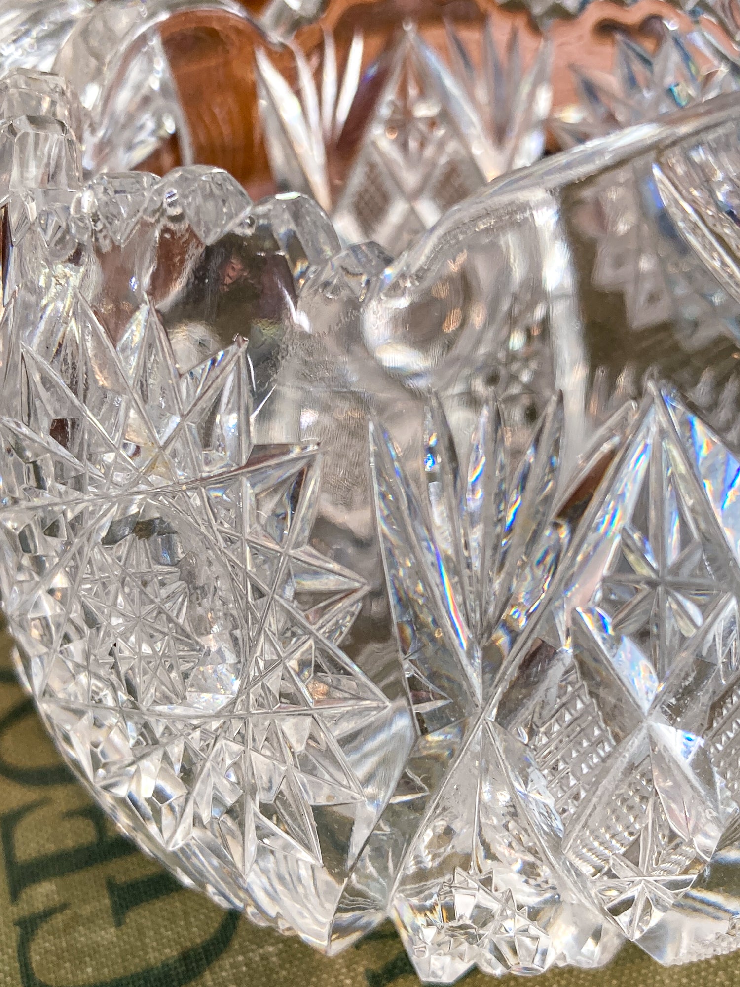 Antique 1900s American Brilliant Clear Cut Glass Sugar Creamer Set