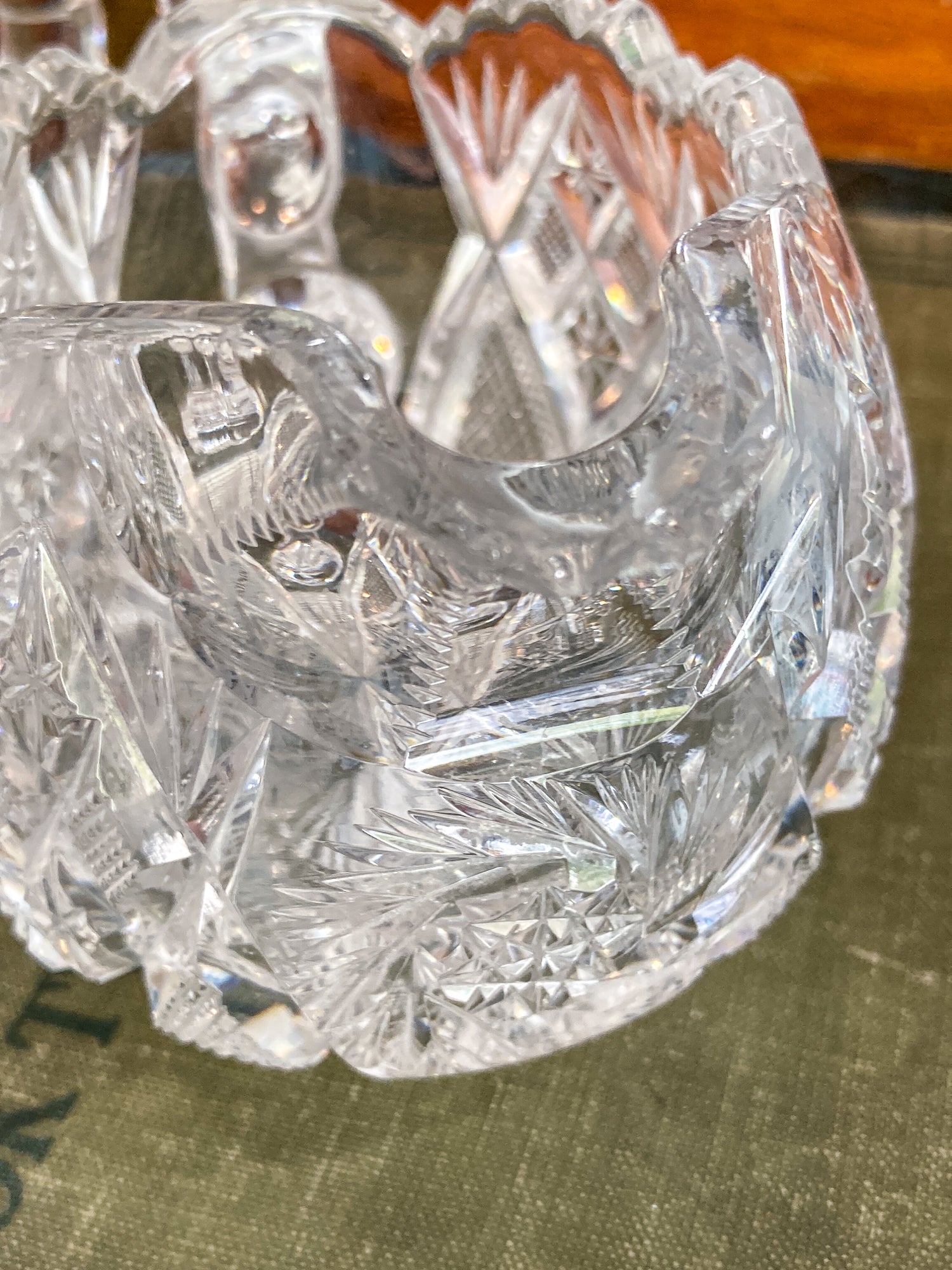 Antique 1900s American Brilliant Clear Cut Glass Sugar Creamer Set