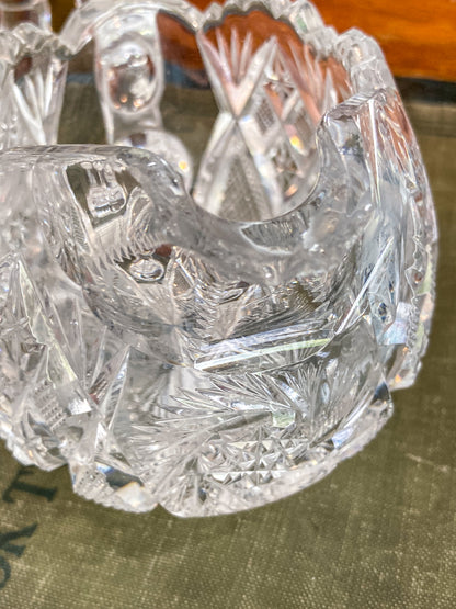 Antique 1900s American Brilliant Clear Cut Glass Sugar Creamer Set
