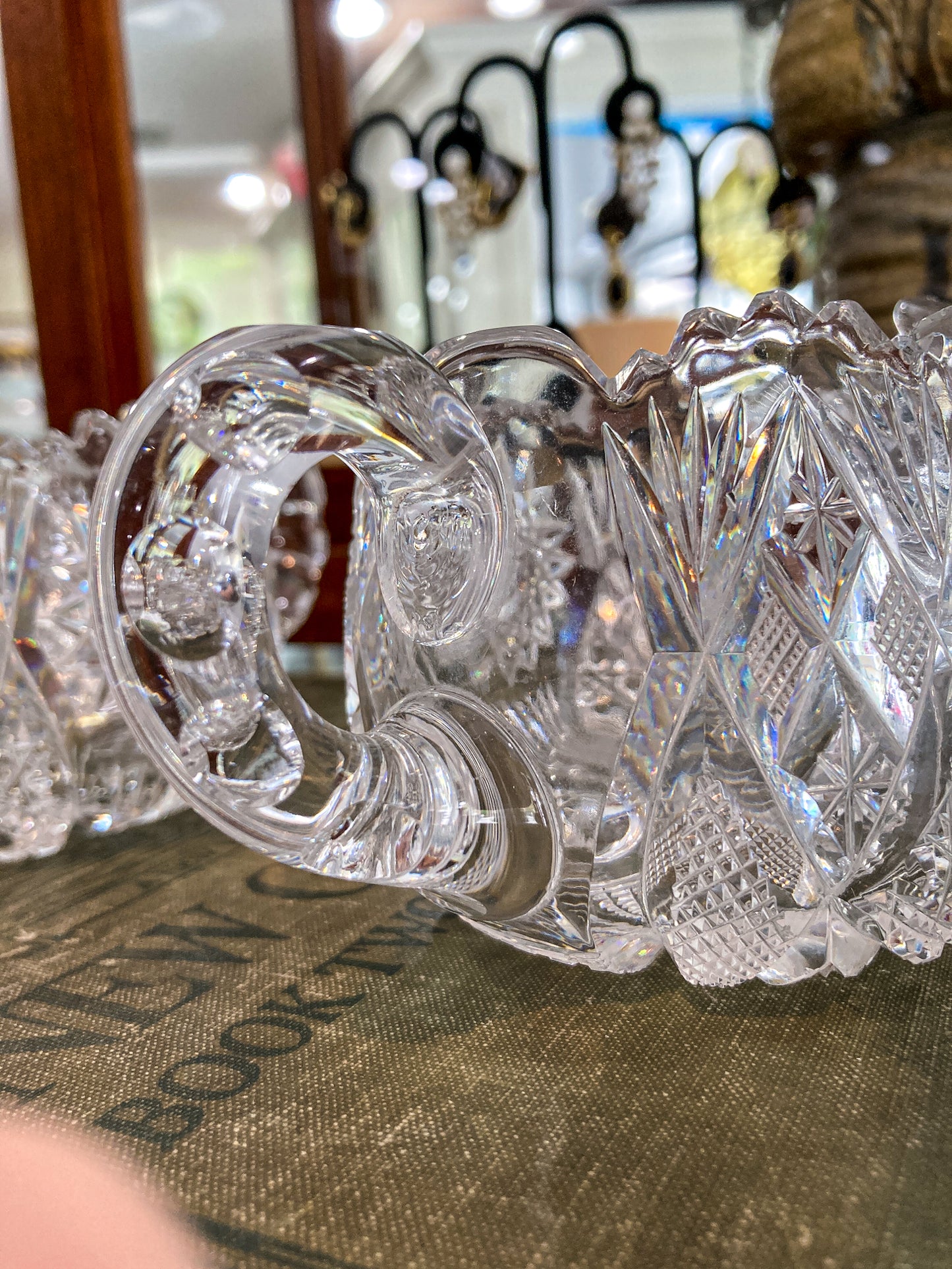 Antique 1900s American Brilliant Clear Cut Glass Sugar Creamer Set