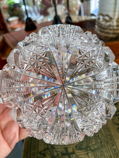 Antique 1900s American Brilliant Clear Cut Glass Sugar Creamer Set