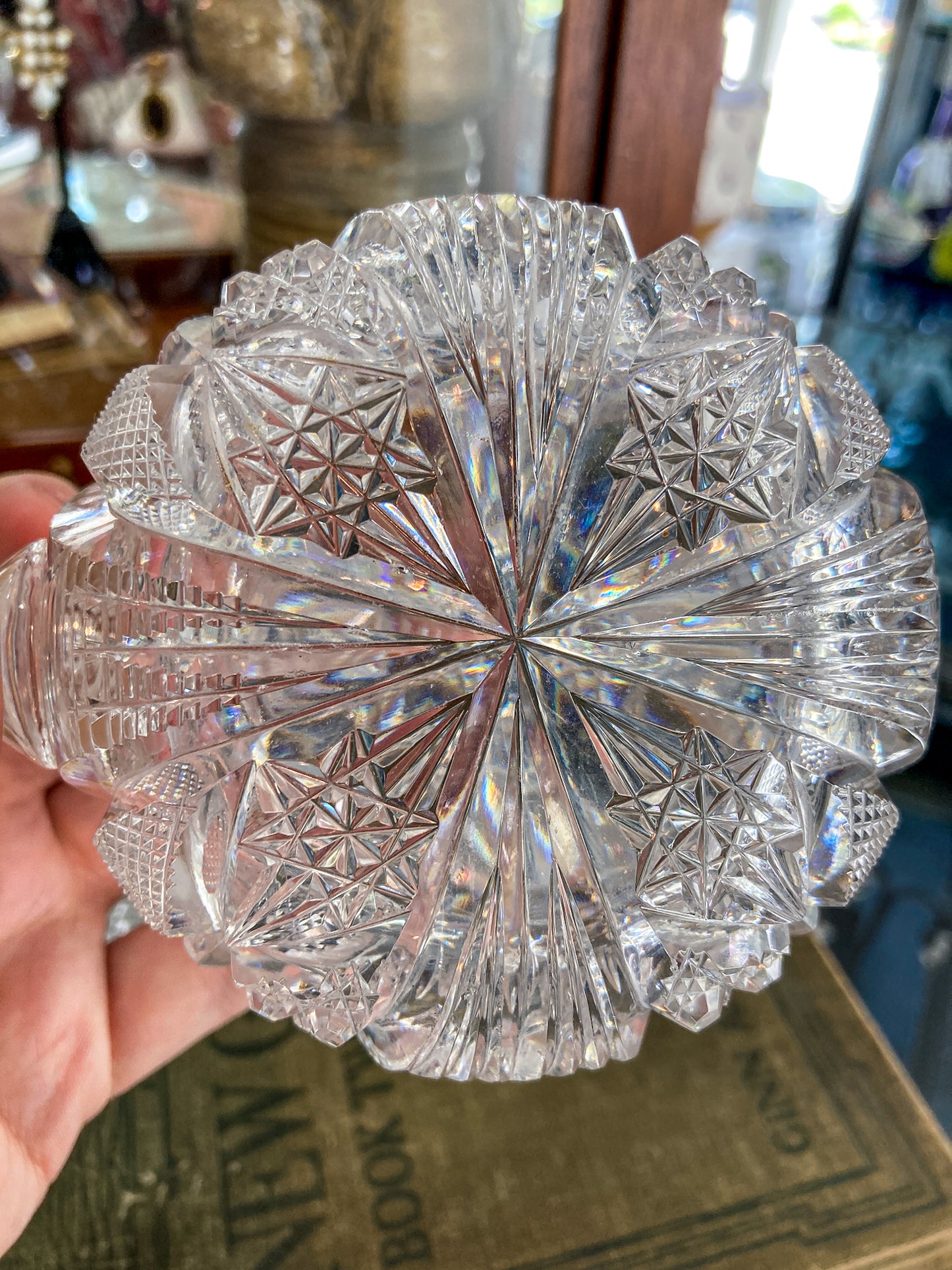 Antique 1900s American Brilliant Clear Cut Glass Sugar Creamer Set