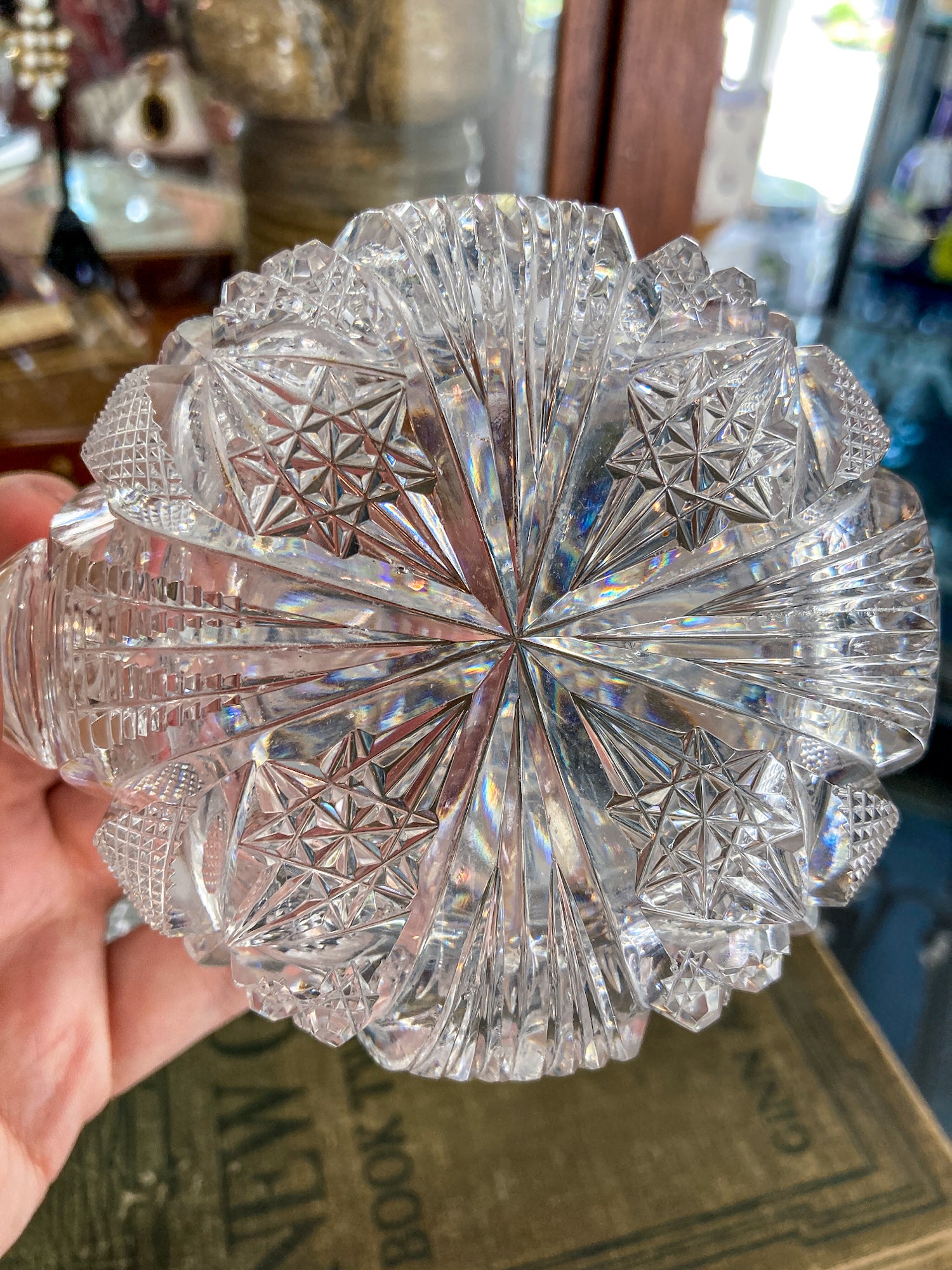 Antique 1900s American Brilliant Clear Cut Glass Sugar Creamer Set