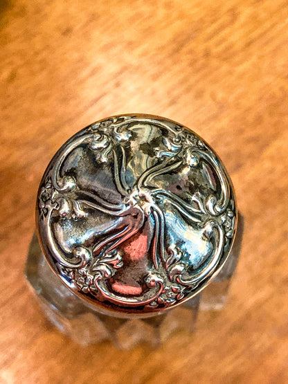 Antique Baccarat Hand Cut Crystal Sterling Silver Lid 1900 Perfume Scent Bottle