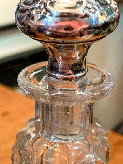 Antique Baccarat Hand Cut Crystal Sterling Silver Lid 1900 Perfume Scent Bottle