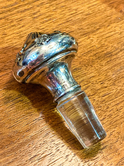 Antique Baccarat Hand Cut Crystal Sterling Silver Lid 1900 Perfume Scent Bottle