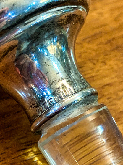 Antique Baccarat Hand Cut Crystal Sterling Silver Lid 1900 Perfume Scent Bottle