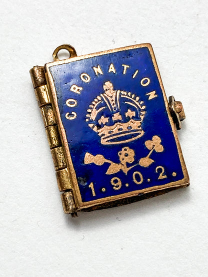 Antique 1902 King Edward VII Coronation Miniature Commemorative Photograph Book Charm Pendant
