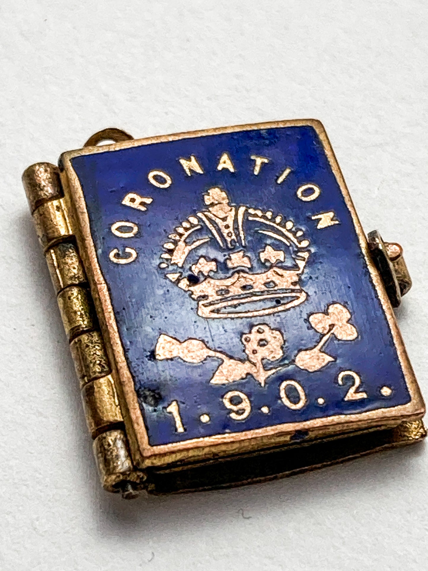 Antique 1902 King Edward VII Coronation Miniature Commemorative Photograph Book Charm Pendant