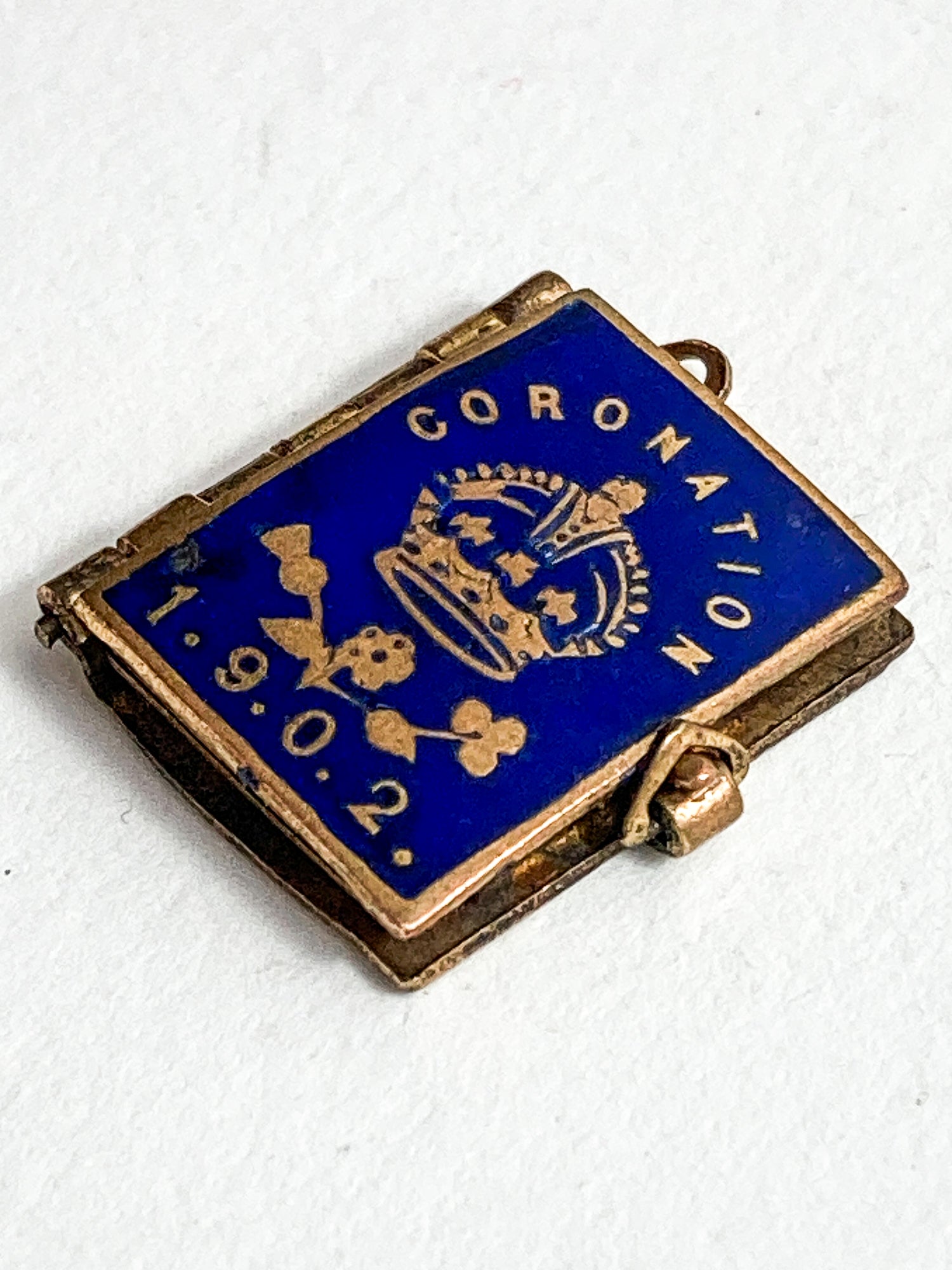 Antique 1902 King Edward VII Coronation Miniature Commemorative Photograph Book Charm Pendant
