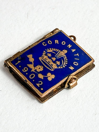 Antique 1902 King Edward VII Coronation Miniature Commemorative Photograph Book Charm Pendant