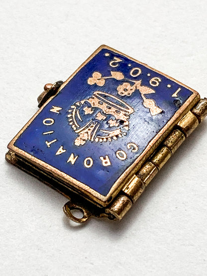 Antique 1902 King Edward VII Coronation Miniature Commemorative Photograph Book Charm Pendant