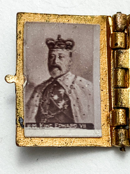 Antique 1902 King Edward VII Coronation Miniature Commemorative Photograph Book Charm Pendant