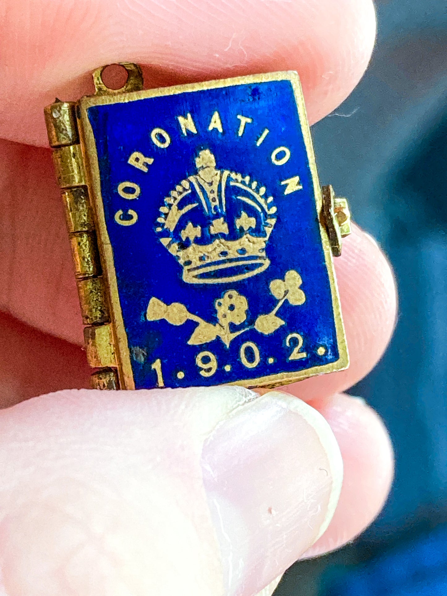 Antique 1902 King Edward VII Coronation Miniature Commemorative Photograph Book Charm Pendant