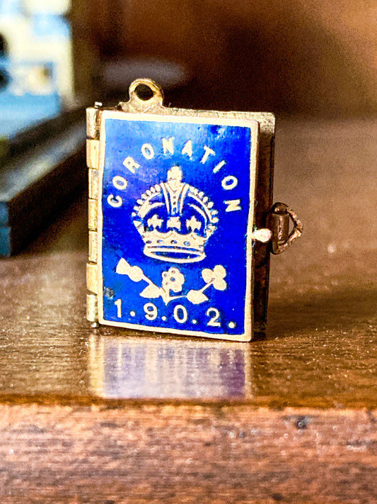Antique 1902 King Edward VII Coronation Miniature Commemorative Photograph Book Charm Pendant