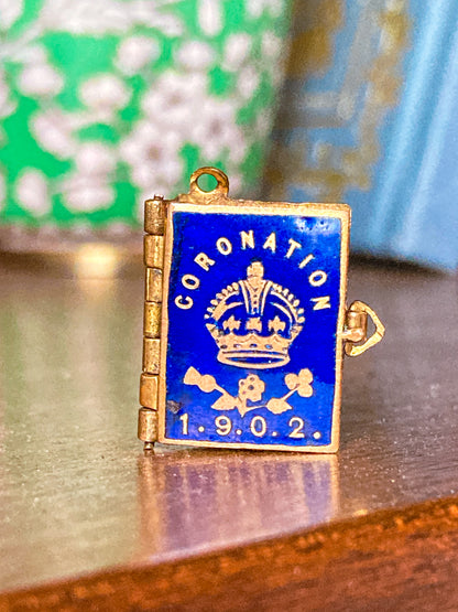 Antique 1902 King Edward VII Coronation Miniature Commemorative Photograph Book Charm Pendant