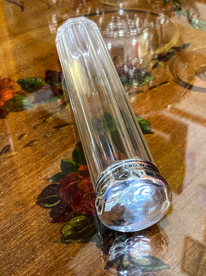 Antique 1904 Victorian Thomas Ingleton Sterling Silver Clear Glass Cylinder Vanity Jar
