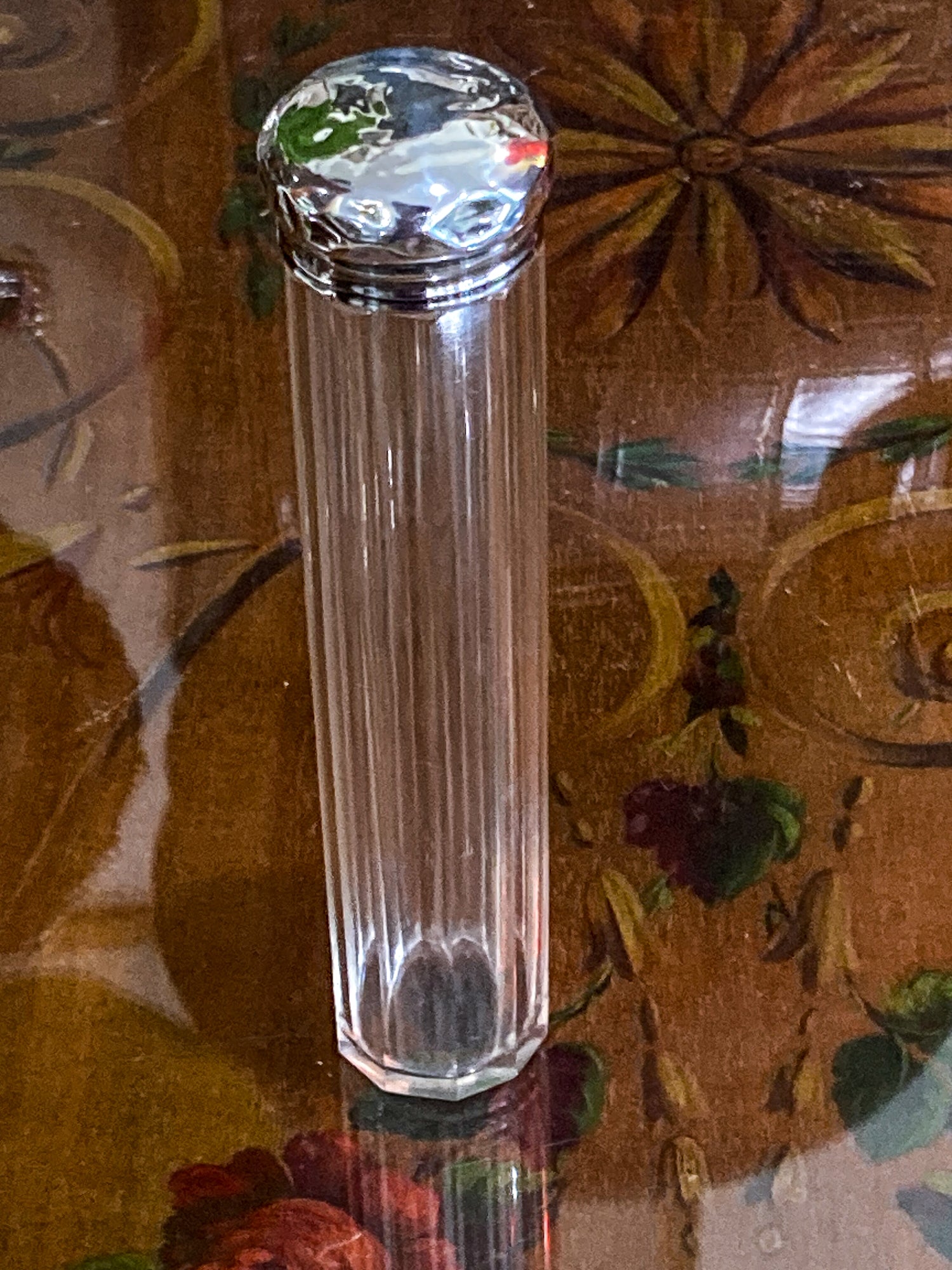 Antique 1904 Victorian Thomas Ingleton Sterling Silver Clear Glass Cylinder Vanity Jar