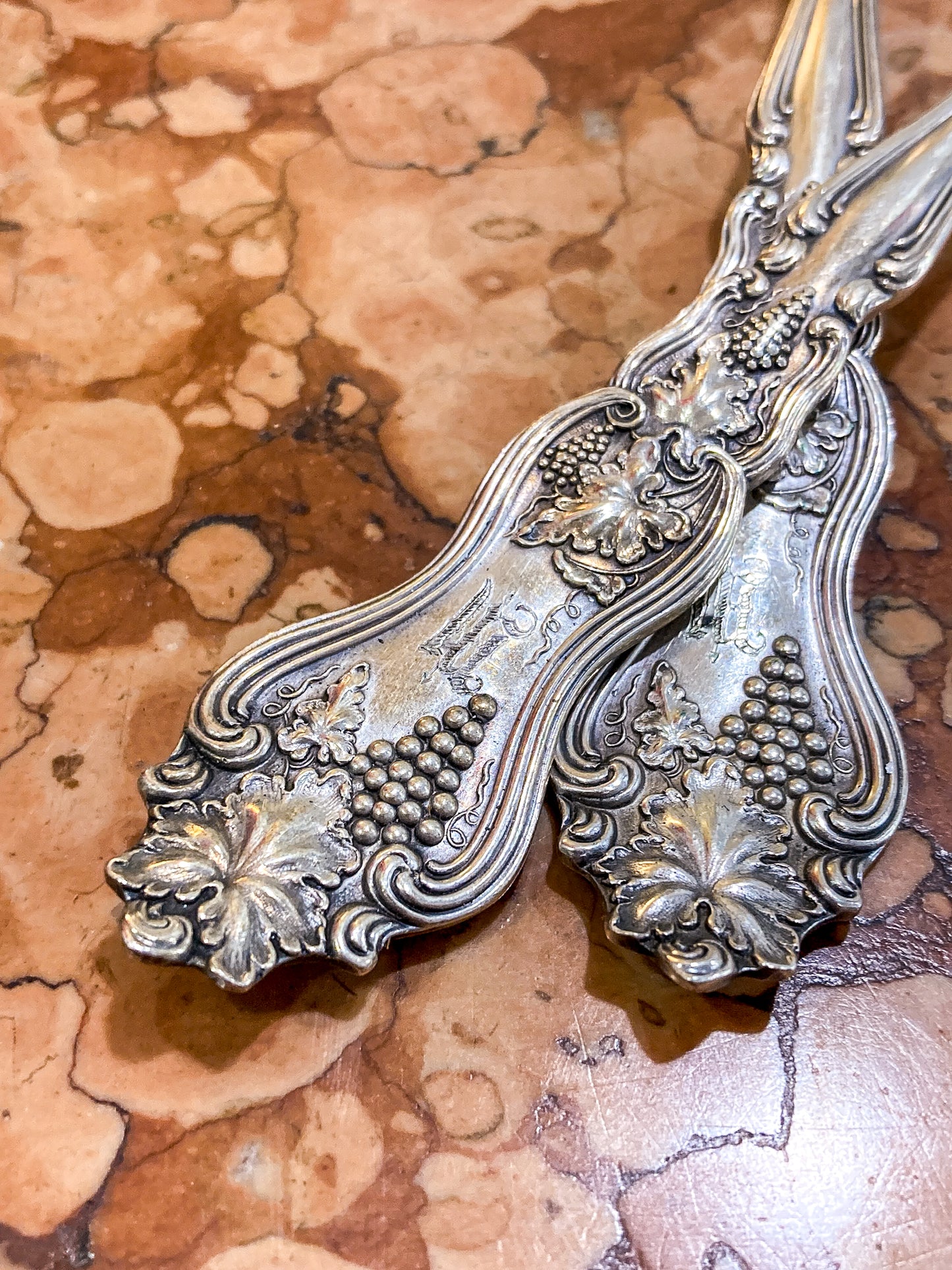 Antique 1906 American Silver Co. "Moselle" Silver Plated Fork Spoon Salad Set