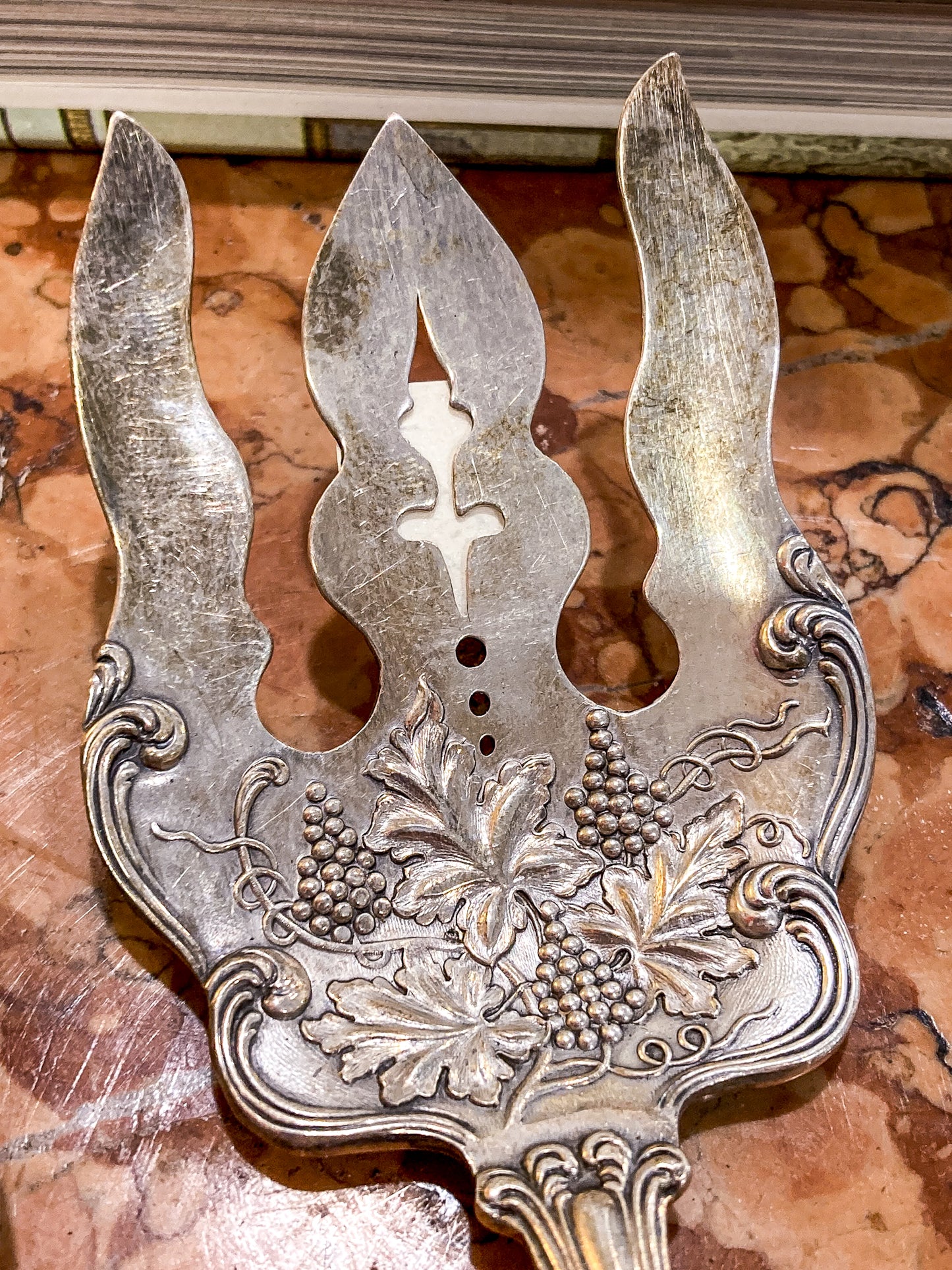 Antique 1906 American Silver Co. "Moselle" Silver Plated Fork Spoon Salad Set
