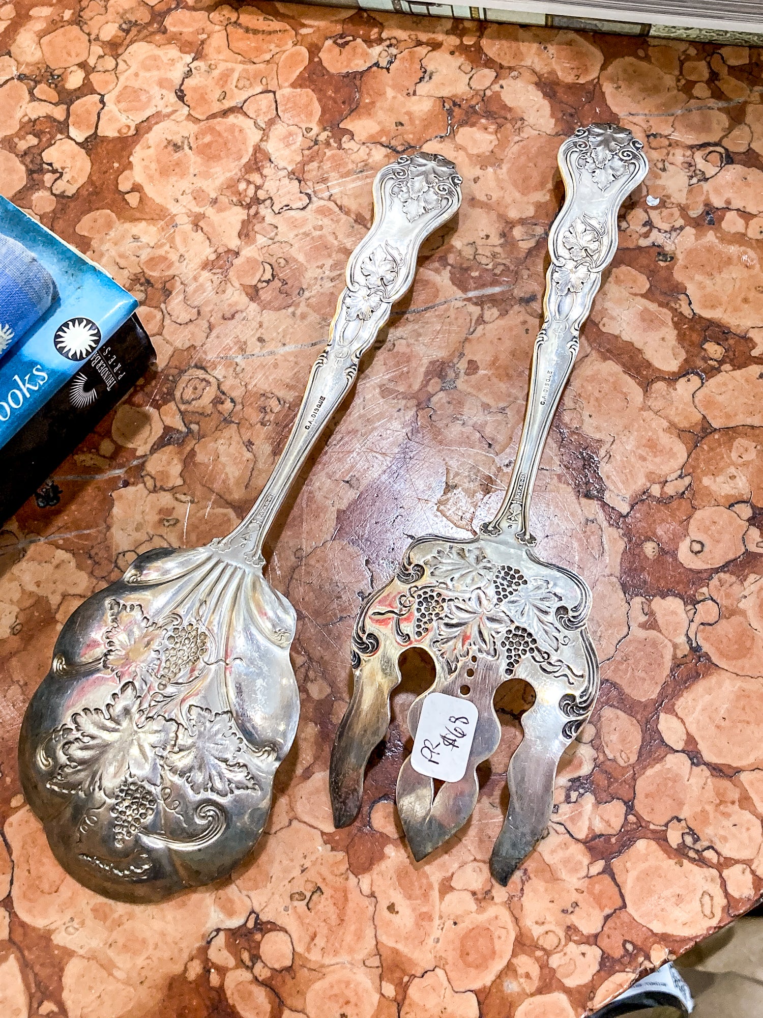 Antique 1906 American Silver Co. "Moselle" Silver Plated Fork Spoon Salad Set