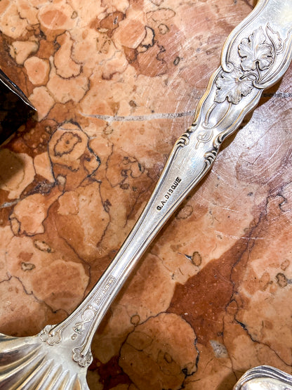 Antique 1906 American Silver Co. "Moselle" Silver Plated Fork Spoon Salad Set