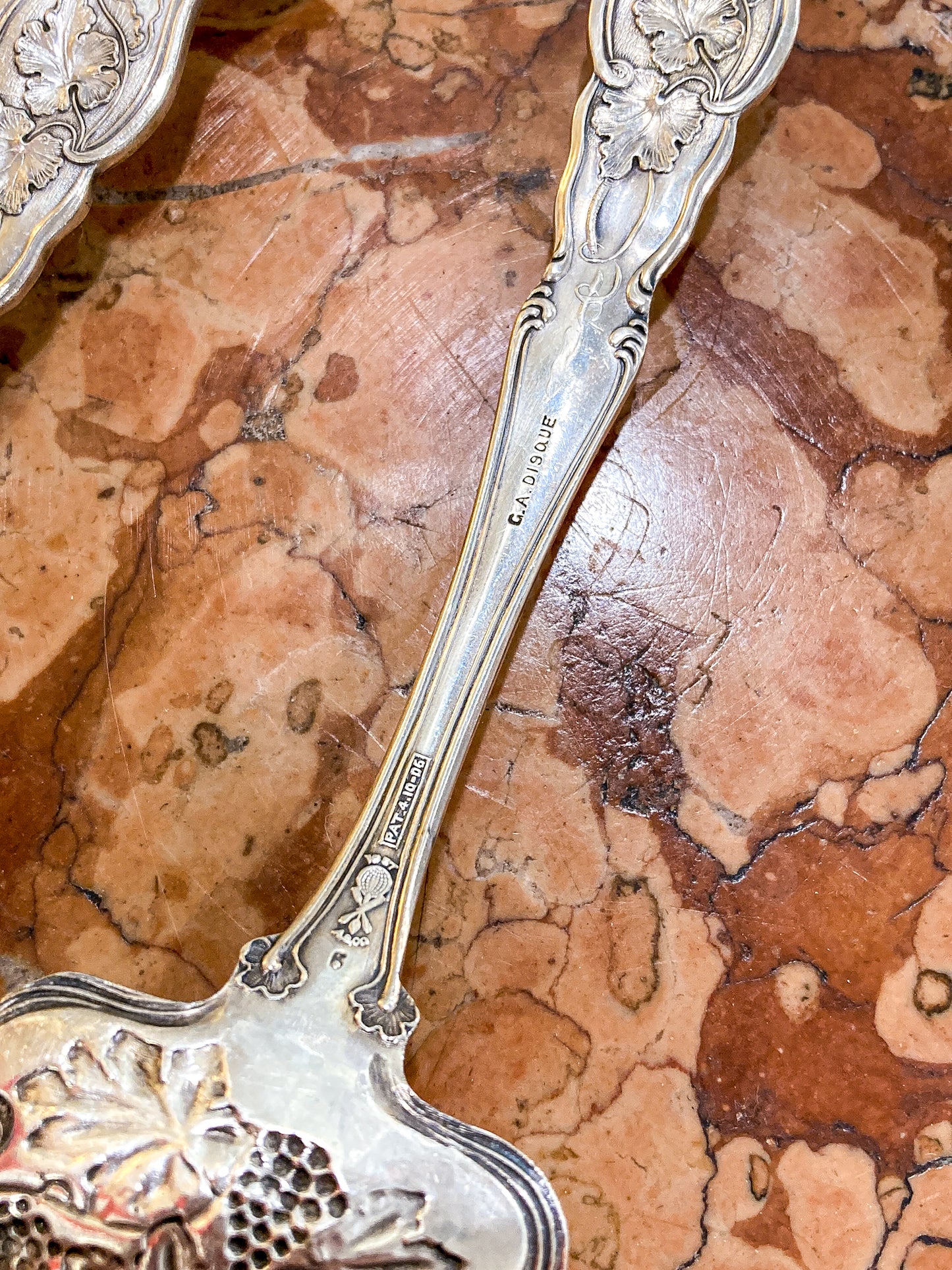 Antique 1906 American Silver Co. "Moselle" Silver Plated Fork Spoon Salad Set