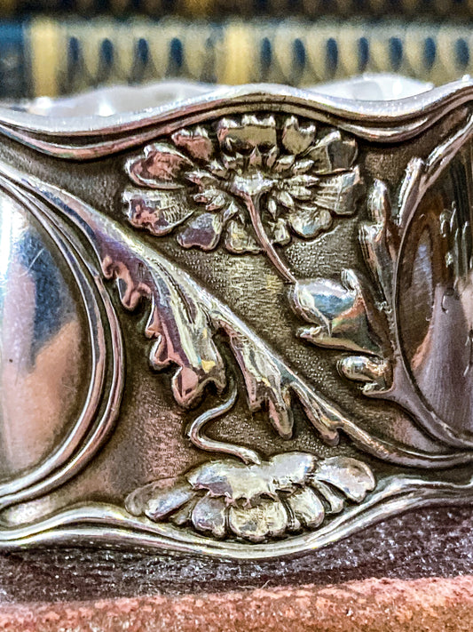 Antique 1906 Gorham Sterling Silver Floral Art Nouveau Napkin Ring