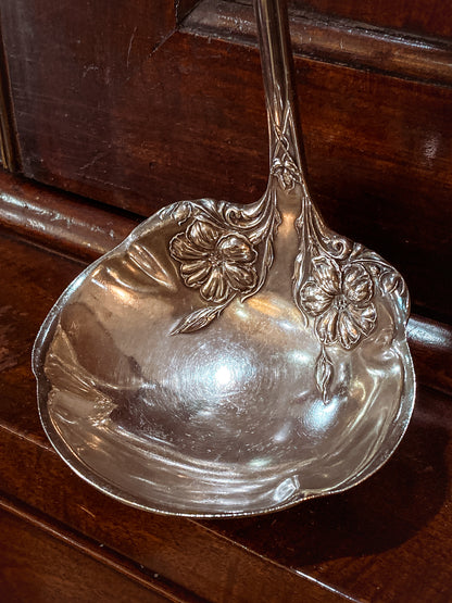 Antique Silver Plate Gloria Lily Pattern Art Nouveau WM A Rogers Punch Ladle