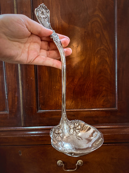 Antique Silver Plate Gloria Lily Pattern Art Nouveau WM A Rogers Punch Ladle