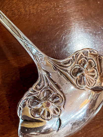 Antique Silver Plate Gloria Lily Pattern Art Nouveau WM A Rogers Punch Ladle