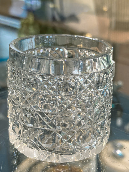 Antique 1912 English Sterling Silver Lidded Cut Glass Miniature Patch Jar