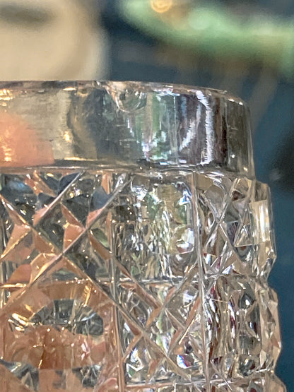Antique 1912 English Sterling Silver Lidded Cut Glass Miniature Patch Jar