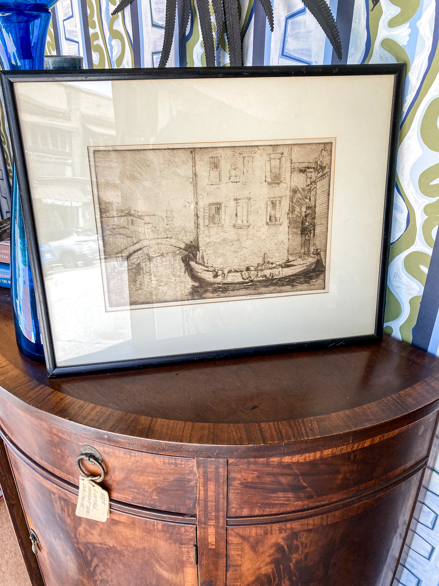 Antique 1913 Donald Shaw MacLaughlin Venetian Canal Framed Engraving