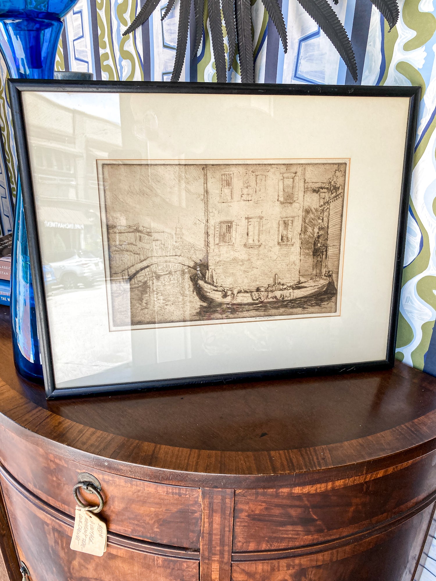 Antique 1913 Donald Shaw MacLaughlin Venetian Canal Framed Engraving