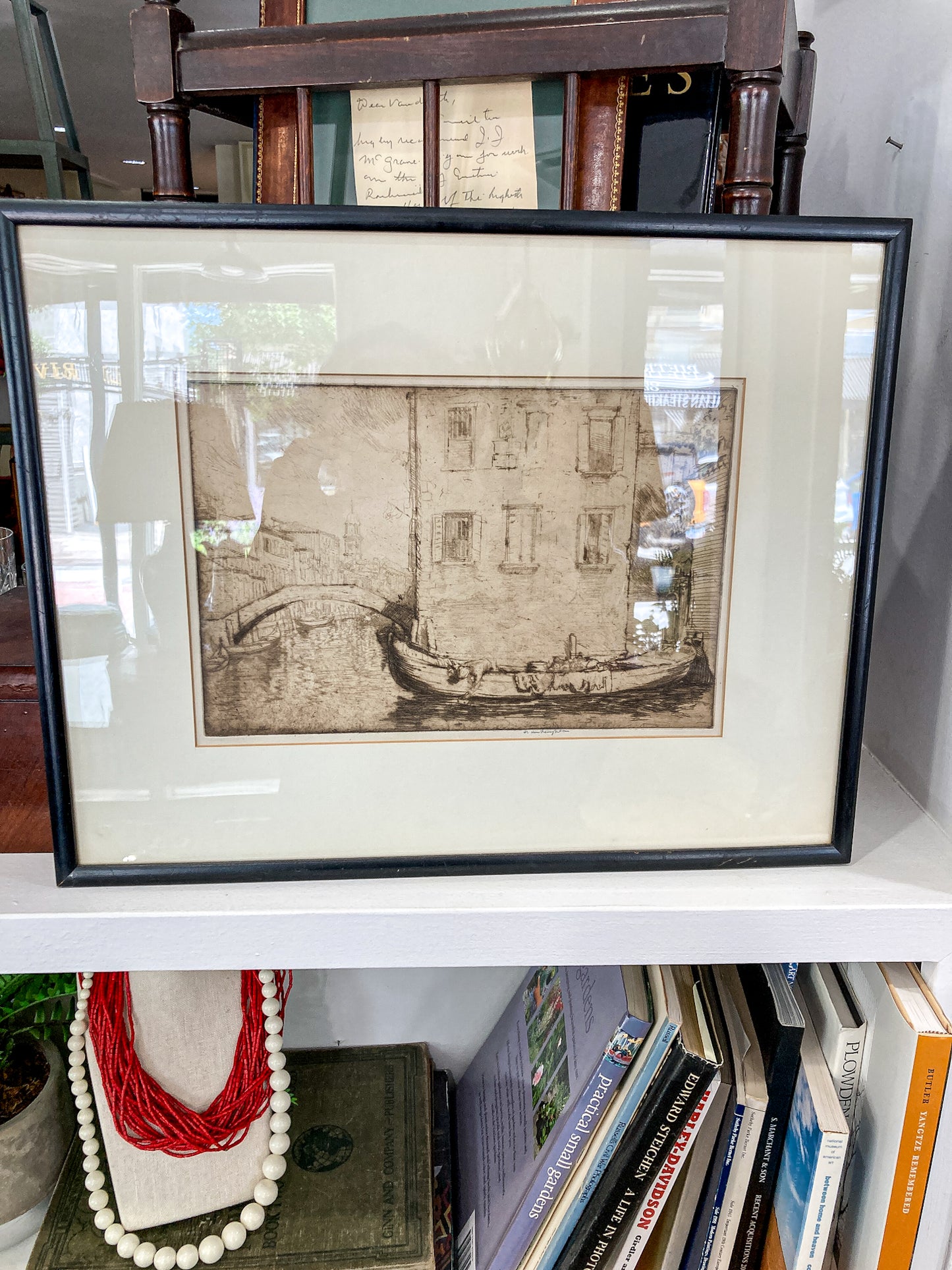 Antique 1913 Donald Shaw MacLaughlin Venetian Canal Framed Engraving