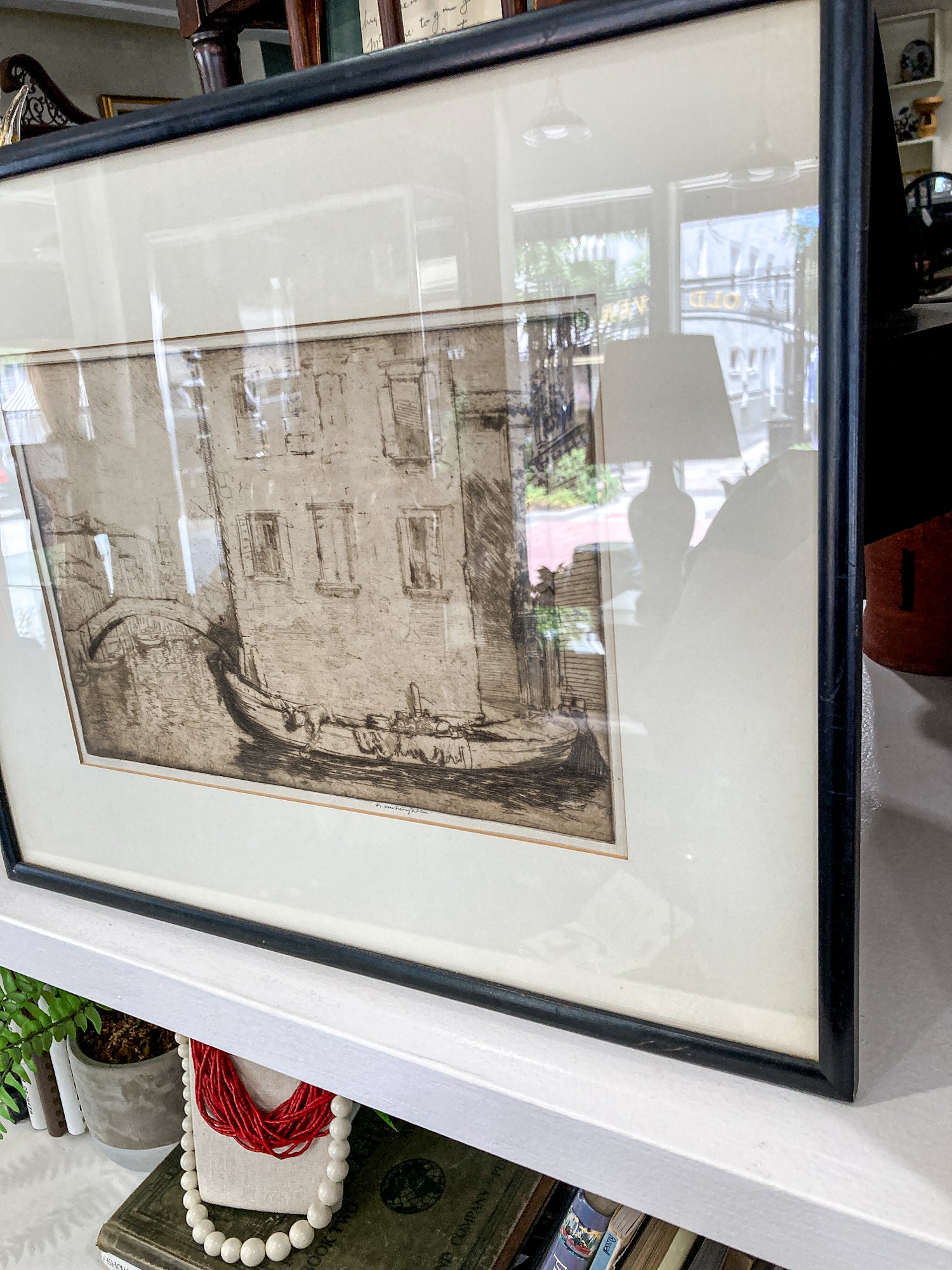 Antique 1913 Donald Shaw MacLaughlin Venetian Canal Framed Engraving