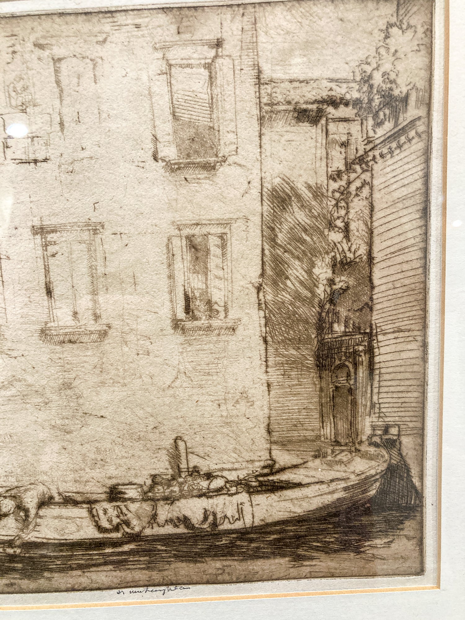 Antique 1913 Donald Shaw MacLaughlin Venetian Canal Framed Engraving