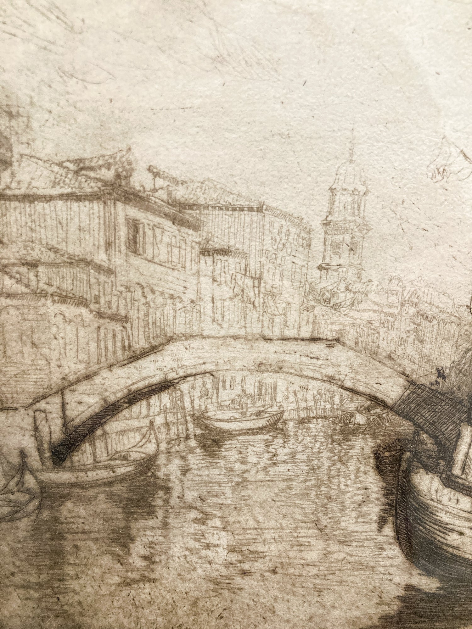 Antique 1913 Donald Shaw MacLaughlin Venetian Canal Framed Engraving
