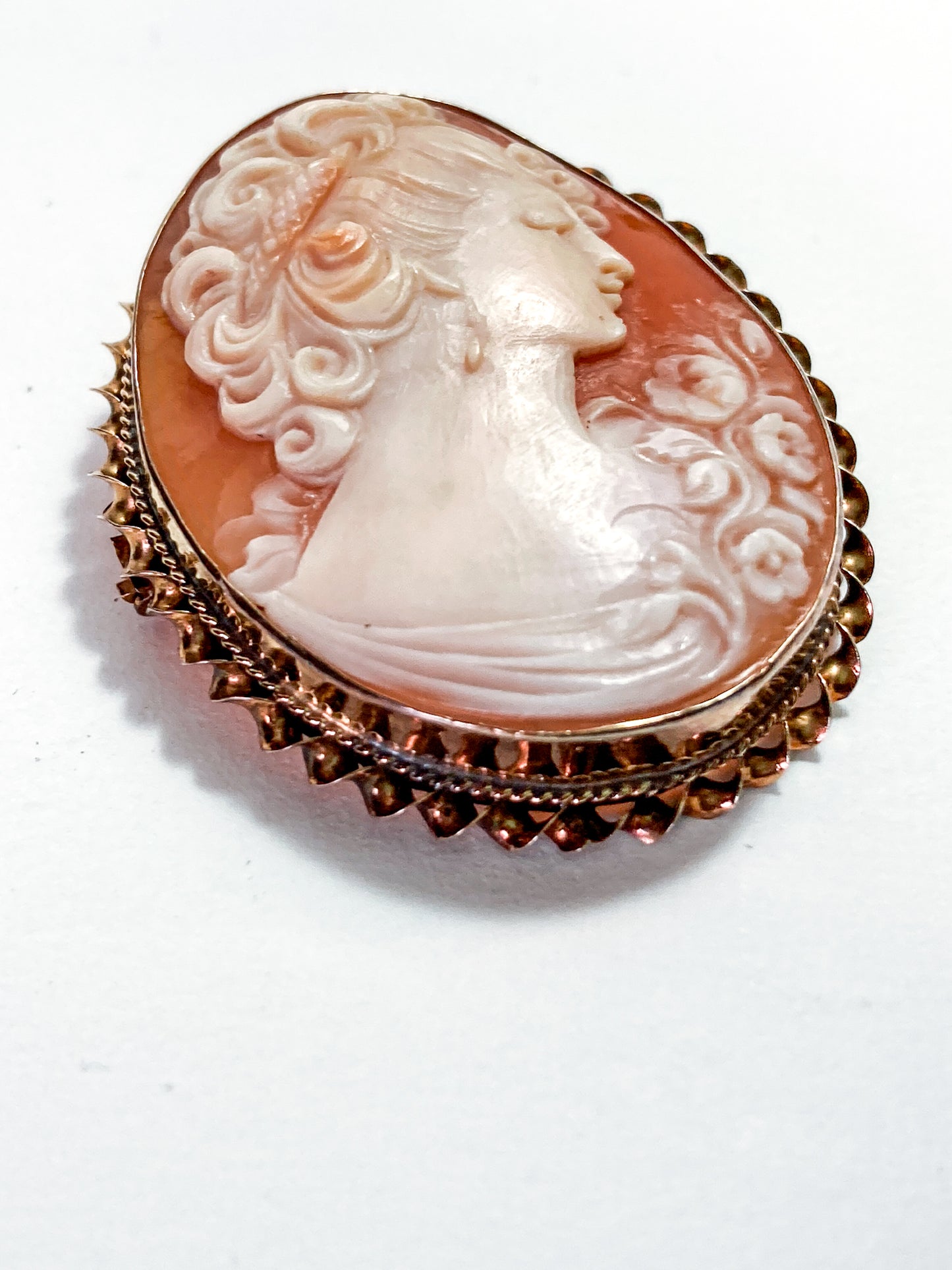 Antique 1920s 10K Yellow Gold Oval Cameo Brooch Pin Convertible Pendant